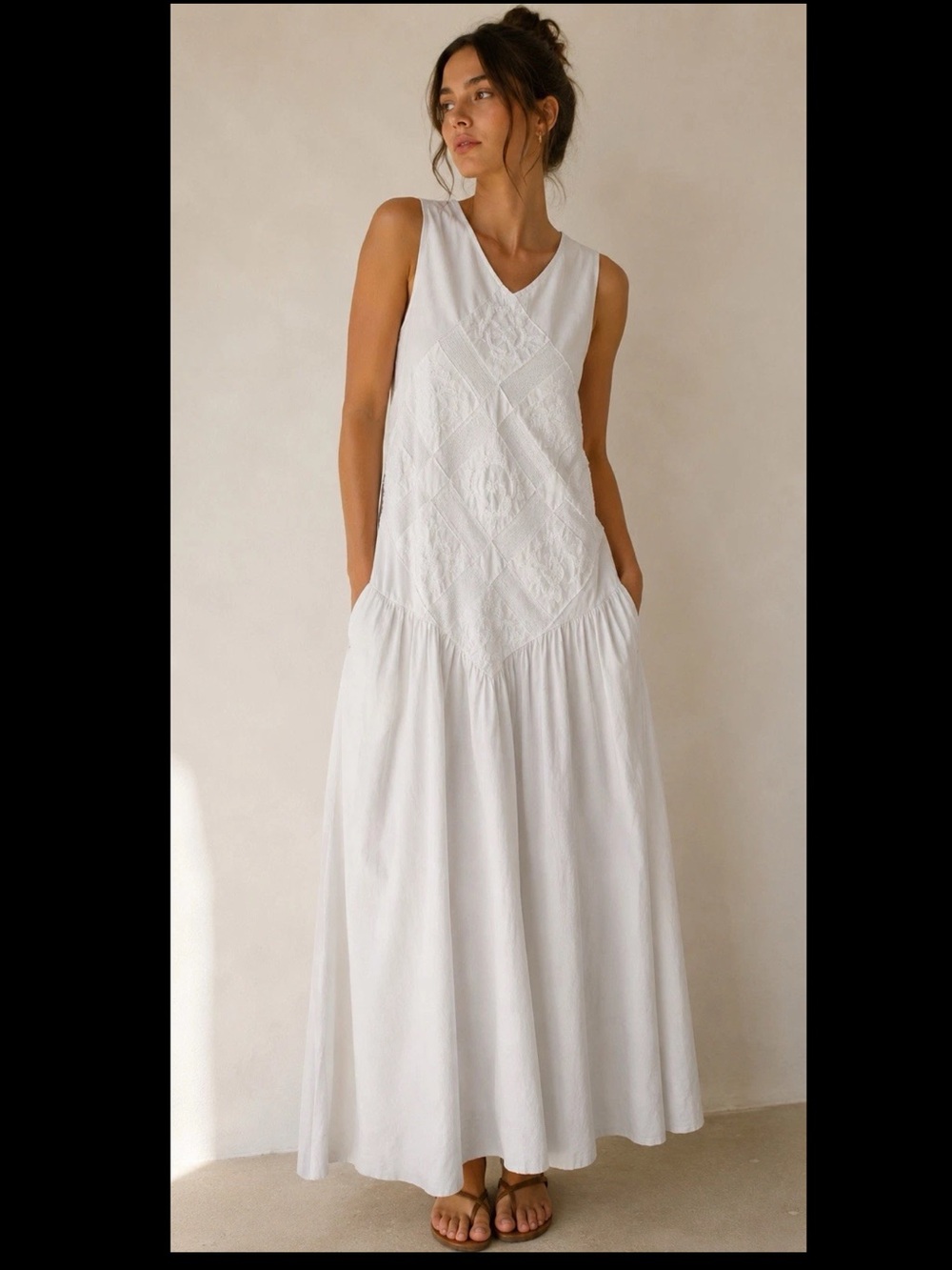 Vintage Sundress Moonglow Boho Ivory Cotton Lace Embroidered Cottagecore Women M
